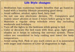 life style changes for Insomnia