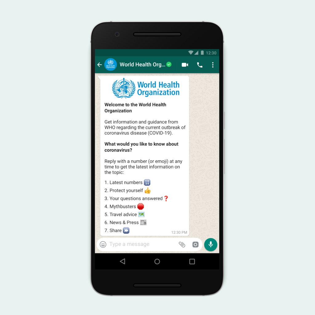 The World Health Organization has partnered with WhatsApp