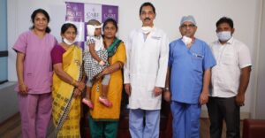 Patient-Baby-Jhanvi-along-with-Dr.N.Vishnu-Swaroop-Reddy-Head-of-the-Dept-of-ENT-along-with-parents