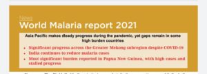 World Malaria report 2021 says India registered progress against malaria.