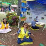 Meditation statue of Falun Dafa at flower show