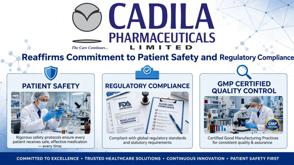 Cadila reaffirms commitment to patient safety and regulatory compliance #vydyaloka #healthvision